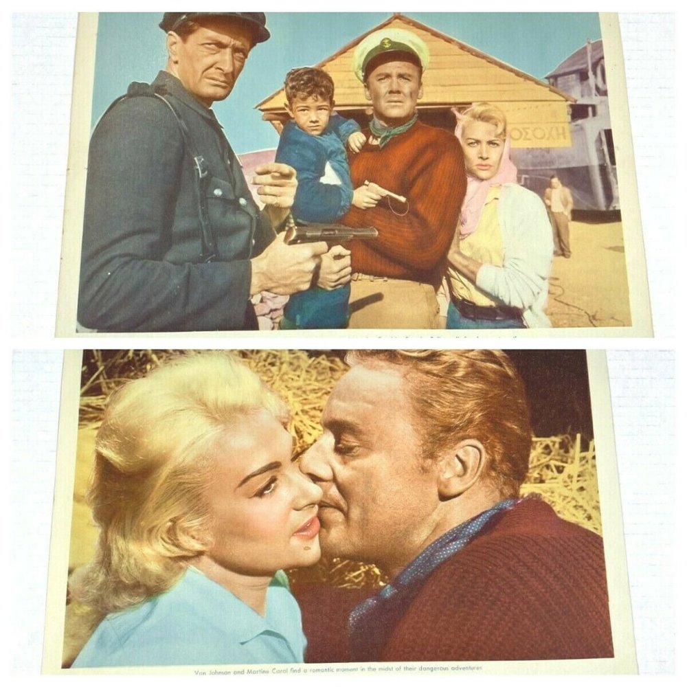 Set Of 2 Action of the Tiger 1957‎ Lobby Card Movie Poster Van Johnson 1950s 50s